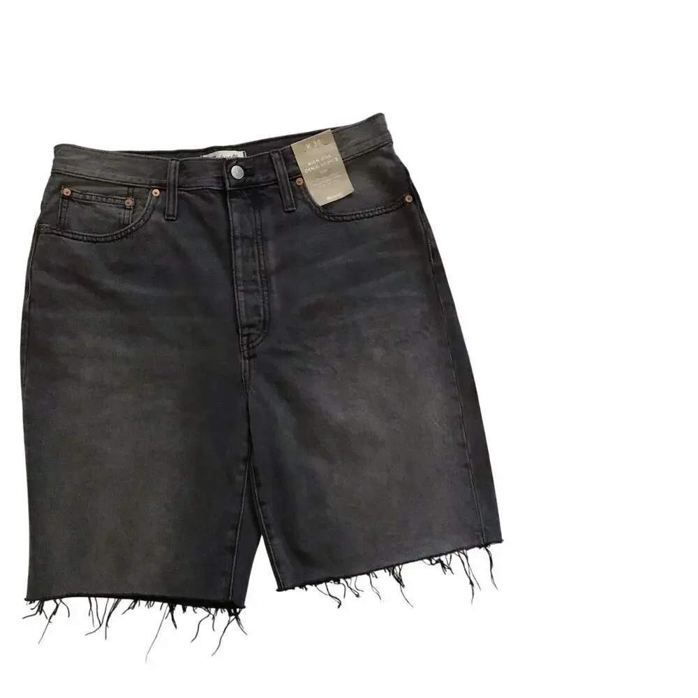 Madewell NWT High Rise Long Denim Shorts Women 30